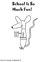 School is so much fun coloring pages mouse