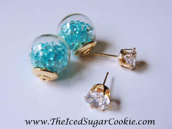 Crystal filled glass ball earrings by The Iced Sugar Cookie- www.TheIcedSugarCookie.com Jewelry for women, girls, teens. Trendy fashion for spring and summer 2016.