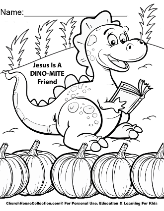 Jesus Is A DINO-MITE Friend Dinosaur Pumpkin Coloring Page