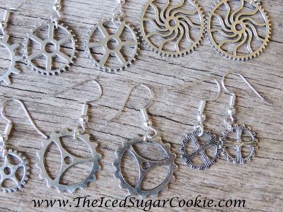 Steampunk Gear Earrings Jewelry by The Iced Sugar Cookie Trendy Fashion for teen girls and women.