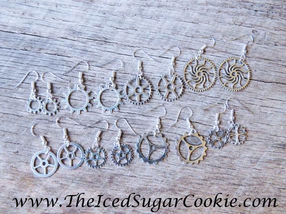 Steampunk Gear Earrings Jewelry by The Iced Sugar Cookie - Clock Gears Earrings for teen girls and women