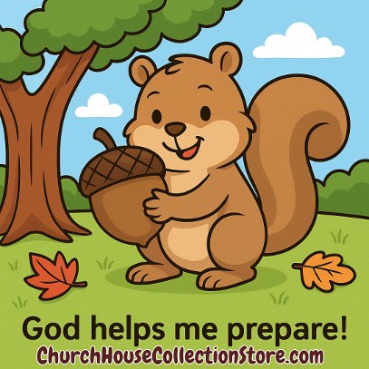 The Squirrel Who Prepared with God’s Help Preschool Bible Lesson by ChurchHouseCollectionStore.com Fall Acorn Toddler Lessons