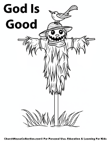 God Is Good Bible Coloring Page Scarebrow with Crow Fall by ChurchHouseCollection.com