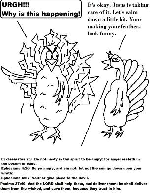 Mad Turkey Coloring Page With Scripture Sunday School