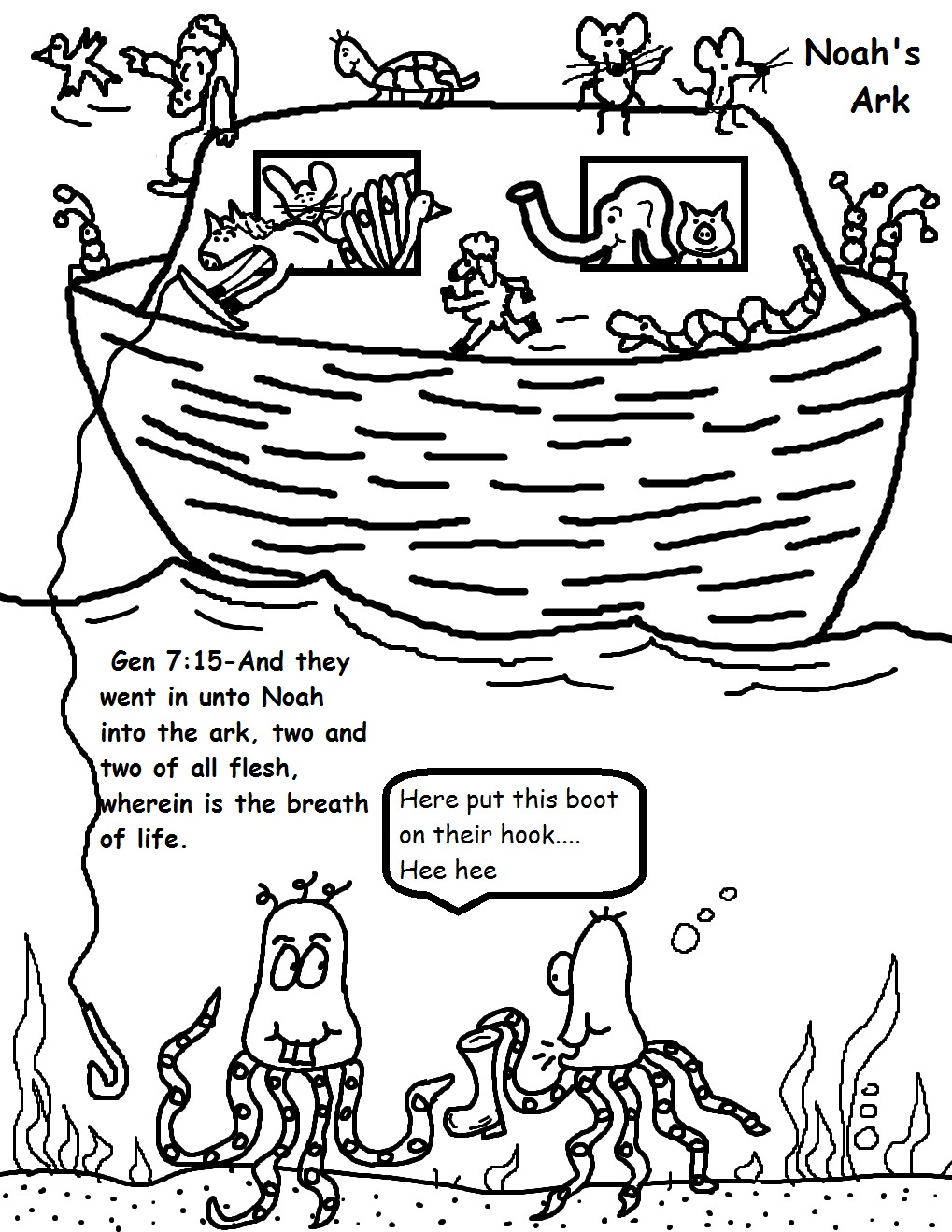 Gambar Noah Ark Coloring Pages Rainbow Bible Verses di Rebanas - Rebanas