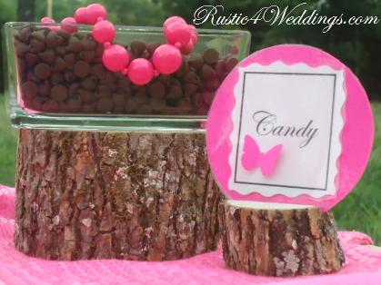 Rustic 4 Weddings Rustic Pink Wedding Candy Buffet Label Holders Wood Place Card Holders