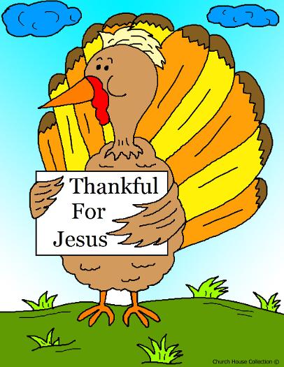 Thanksgiving Turkey Holding A sign Thankful for Jesus Coloring page