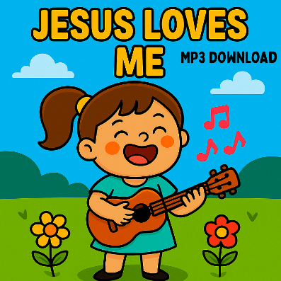 Jesus Loves Me Song MP3 Download Little girl playing guitar Christian Music Bible Songs For Kids Preschoolers Toddlers Fun Silly For Sale