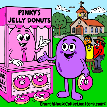 Pinky And The Jelly Donut Miracle! Sunday School Lesson Plan by ChurchHouseColectionStore.com. Christian Faith Based Story For Kids about jelly beans!